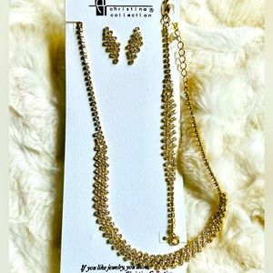 Christina Collection Gold tone rhinestone necklace set NEW